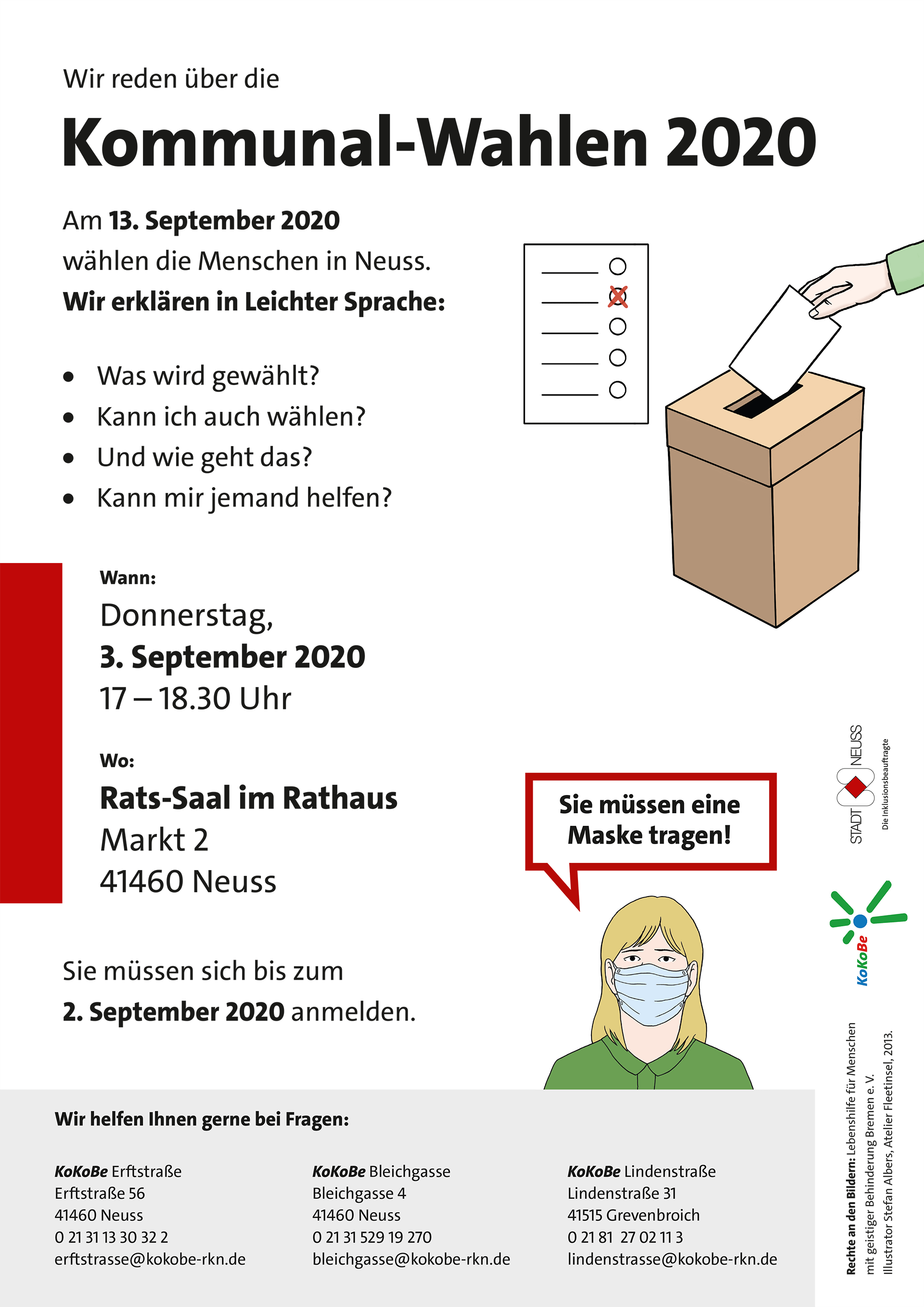 Plakat zur Infoveranstaltung zu den Kommunalwahlen in Leichter Sprache