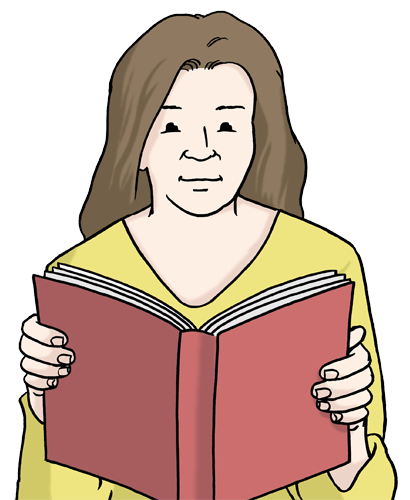 Eine Frau liest in einem Buch.