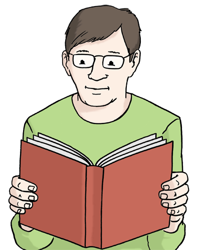 Ein Mann liest ein Buch.