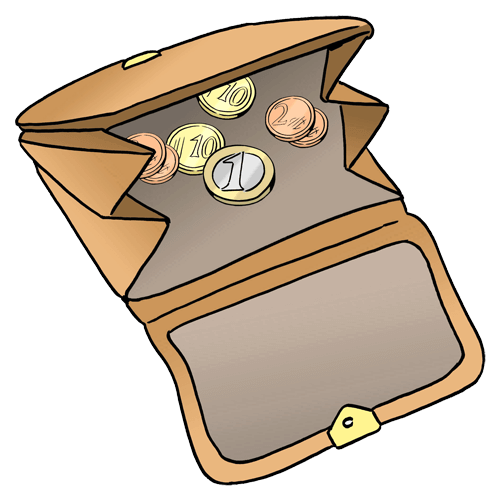 Wenig Geld im Geld-Beutel.