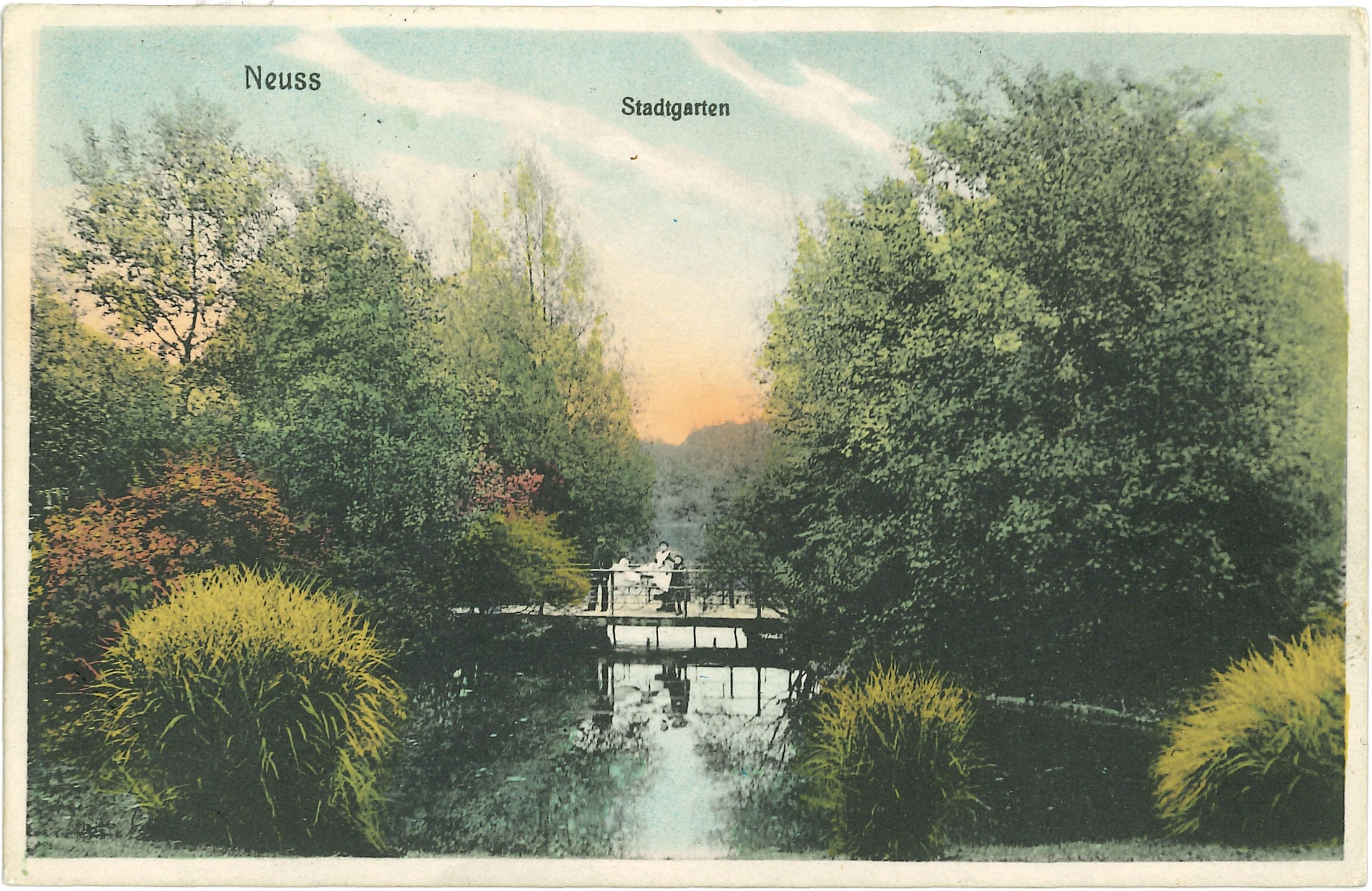 Postkarte des Neusser Stadtgartens, Anfang 20. Jahrhundert, Sammlung Rabe des Clemens Sels Museums Neuss 