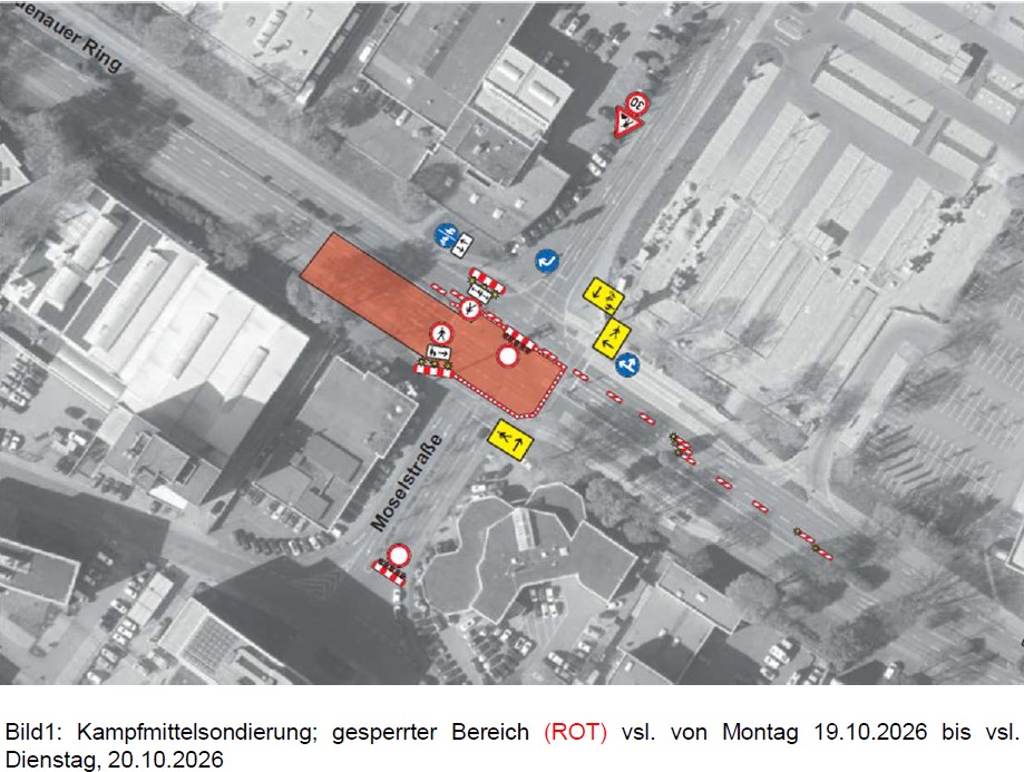Plan Sperrungen und Umleitungen im Bereich Moselstraße.