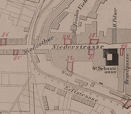 Ausschnitt einer historischen Karte von 1873.