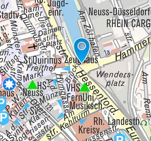 Moderne kartografische Darstellung des Bereichs mit besonders hervorgehobenen Straßennamen.