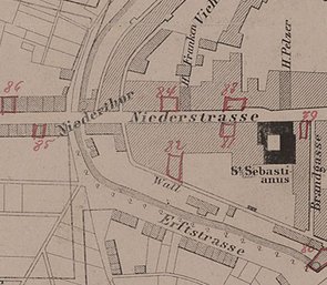 Ausschnitt einer historischen Karte von 1873.