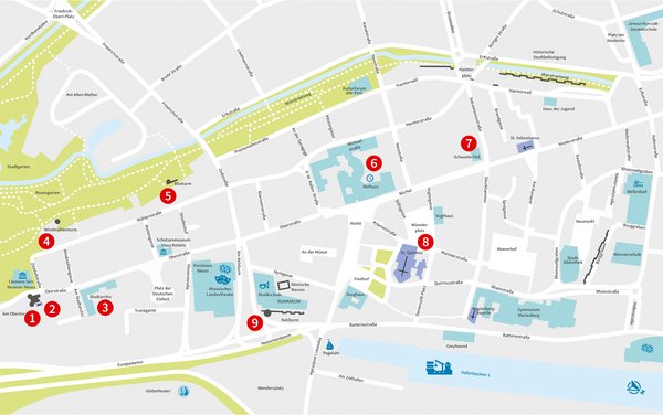 Vereinfachter Stadtplan mit den Poeitionen der neuen Stationen