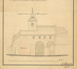 Vereinfachte Zeichnung des Hamtors mit erkennbarem Turm.
