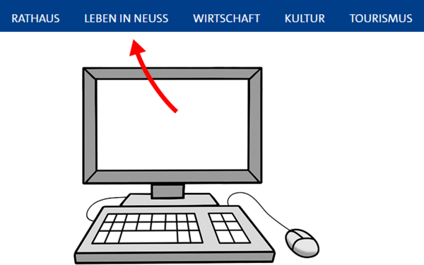 Hauptmenü mit 5 Bereichen.