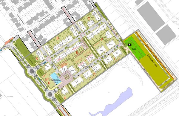 Planzeichnung des neuen Wohnquartiers