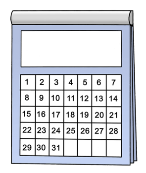 Kalender mit 31 Tagen.