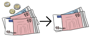 Weniger Geld.