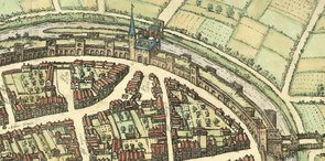 Ausschnitt eines farbigen Kupferstichs.