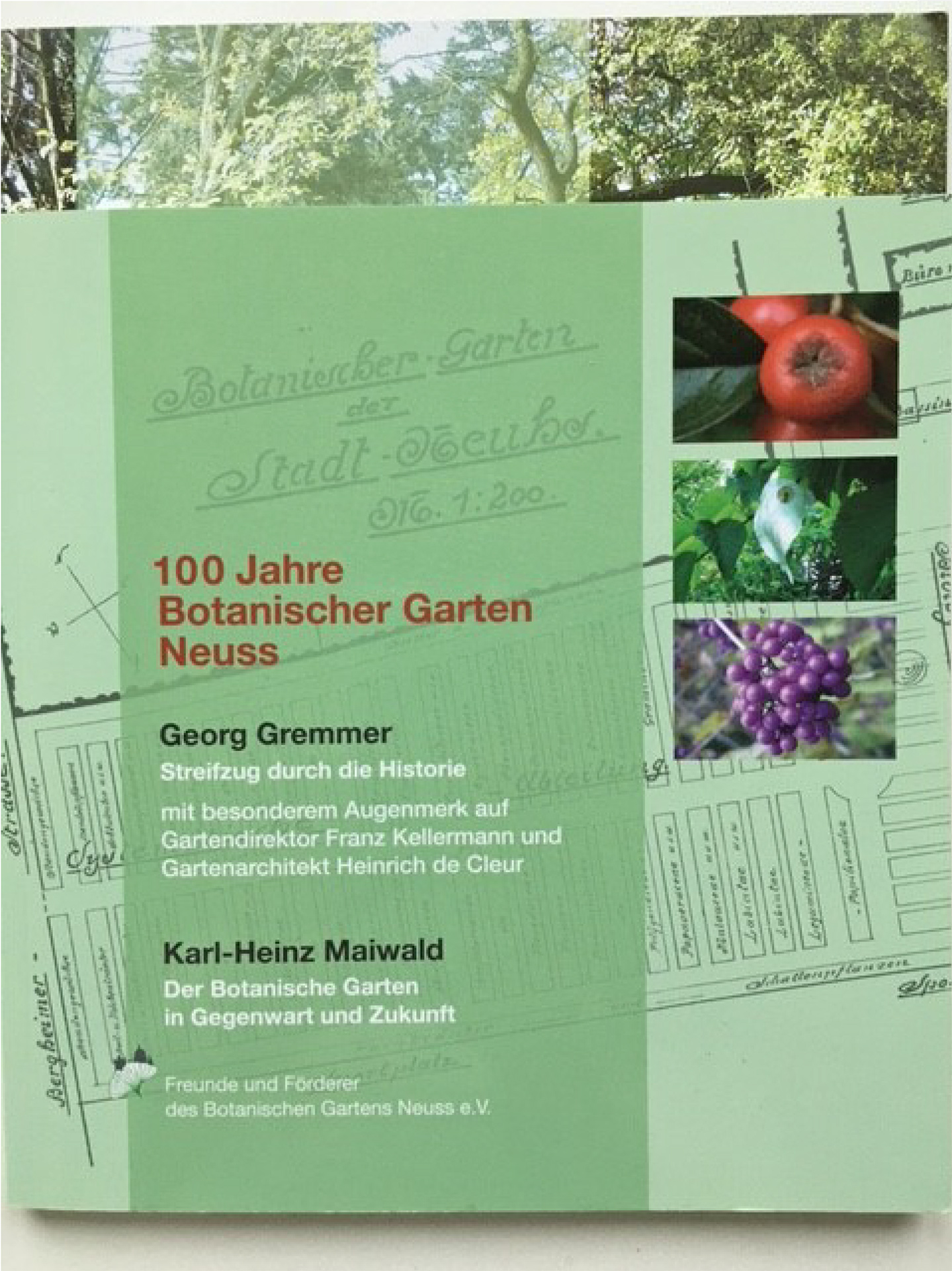 Umschlag des Buchs „100 Jahre Botanischer Garten Neuss“.