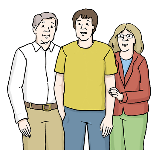 Ein Jugendlicher mit zwei älteren Personen.