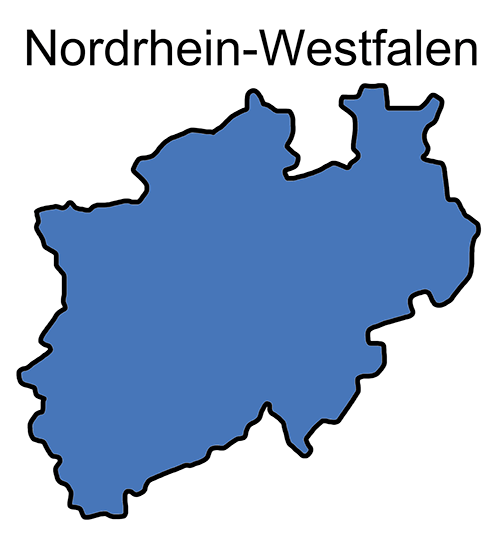 Blaue Karte vom Land Nordrhein-Westfalen.