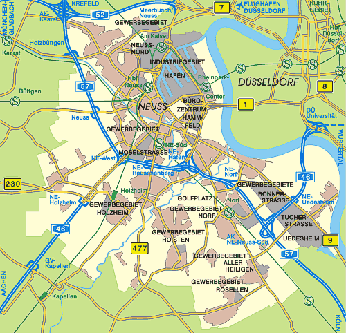 Karte Verkehrsanbindung Neuss